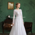 볼 가운 레이스 흰색 긴 소매 웨딩 드레스